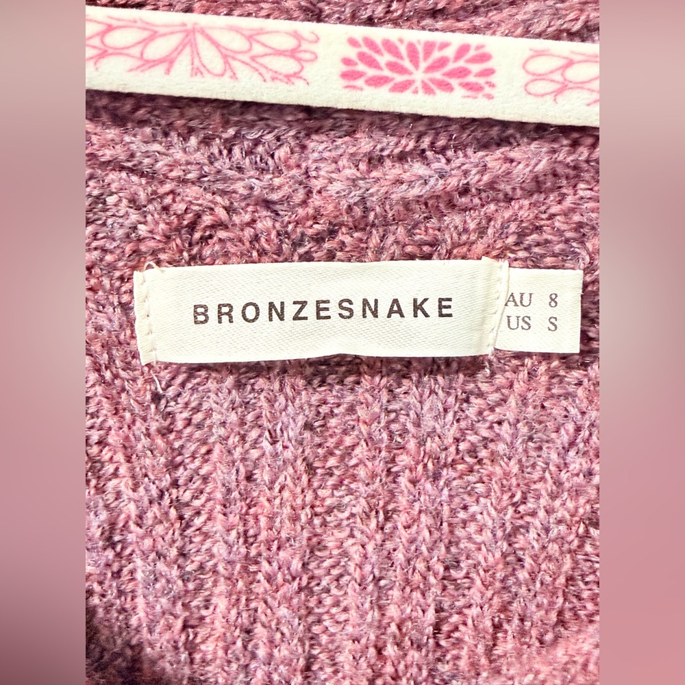 Bronze Snake Zaali Kaani Knit Off-Shoulder Sweater Wine Red Small - Picture 10 of 11